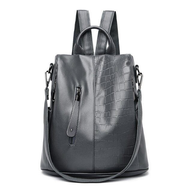 Women Luxury Soft Leather Backpack Multifunction Anti Theft School Bag