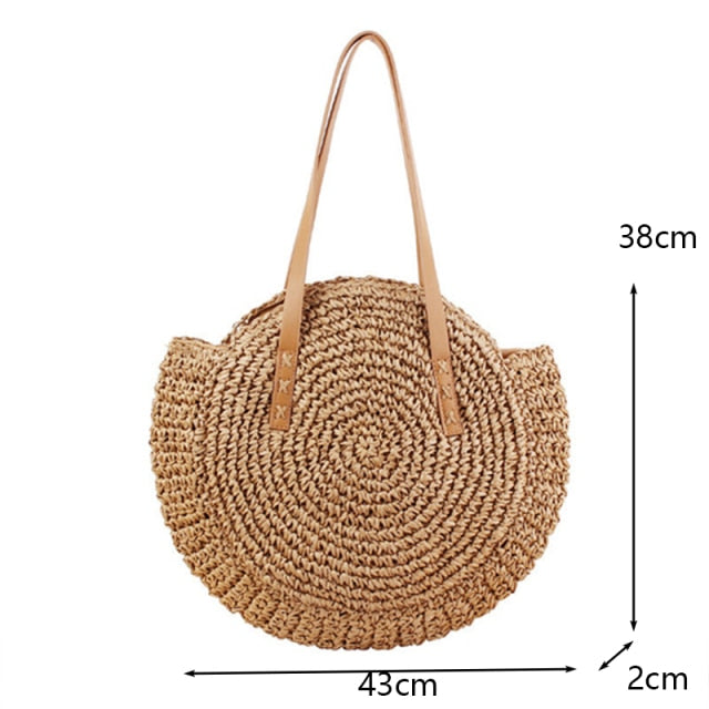 Round Vintage Handmade Woven Shoulder Bag